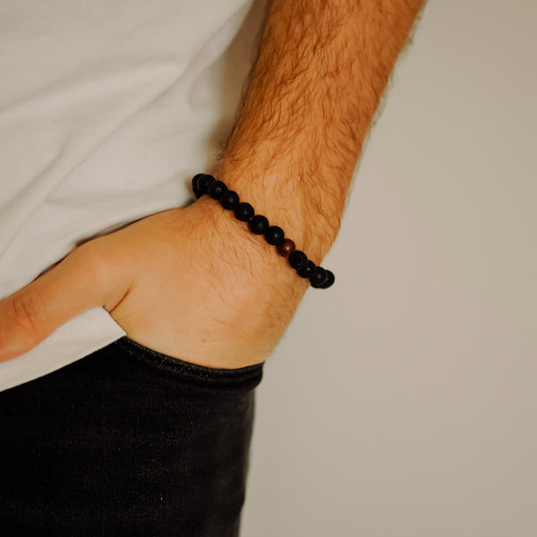 Mahogany Obsidian Beaded Crystal Bracelet : Protection, Root chakra